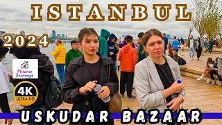 Istanbul Uskudar District 4K Walking Tour | Cozy Cafes, Local Bazaar, Seaside Views | October 2024