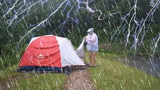 Solo camping in heavy rain, Full video7 days camping in storm and tempest, relax