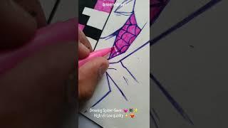 Drawing Spider-Gwen  High v/s Low quality ️‍ || #shorts