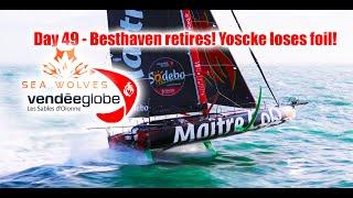 Seawolves Vendeeglobe 2024 report 49 - Yannick Besthaven retires! Isabelle Yoscke loses foil!