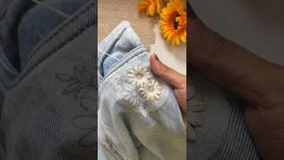 Flower Embroidery on Jeans with Stick & Stitch Sticker