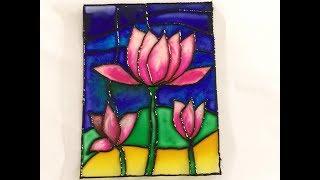 Lotus glass painting
