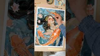 'Perfect Blue'  Painting Tutorial available on Patreon  #art #waterclor