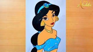 How to Draw Disney Princess - Jasmine || Step by Step easy || How to Draw Princess