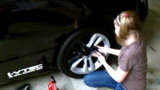 My 11 year old removing plasti dip from rims.