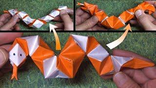 DIY Transforming Origami Snake of Hexahedrons  Color-Changing Albino Corn Snake  Pure Origami