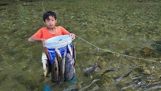 fishing with earthworms highland boy khai make traps to catch fish in streams, harvest fish to sell