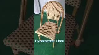 Green and yellow rattan cafe chairs #hyperbetter #cafechair #coffeechair