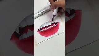 Drawing lips using Ohuhu brush markers #shorts