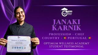 Janaki Karnik - Chef - Optimum Wellness Academy Student Testimonial - English