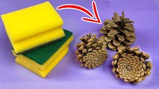 Look What I Made With Dish Sponge And Pine Cones! DIY Ideas