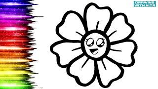 Flower  Drawing, Colouring for Kids, Toddlers, Drawing for Kids, ​ @DRAWINGWITHNITA