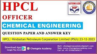 HPCL Officer 2023 Chemical Engineering Question Paper & Answer Key | General Aptitude + Technical