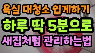 욕실청소 5분내로 끝내는법 욕실타일 찌든때 거울 물때 초간단제거 방법 화장실청소 쉽게하는 청소루틴  #청소도구추천 #곰팡이#타일물때#대청소#거울청소#타일줄눈청소방법