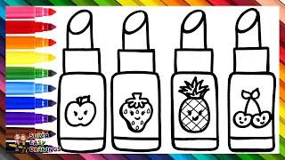 Draw and Color 4 Lipsticks  Drawings for Kids