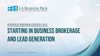 Starting in Business Brokerage and Lead Generation