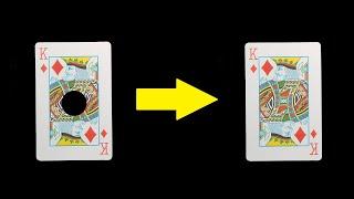 Card Hole Change Into Normal Card Magic Tricks