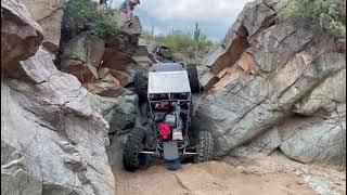 Rock Buggy in Arizona rolls backward climbing waterfall  #rollover #pogo #rockbuggy #offroad