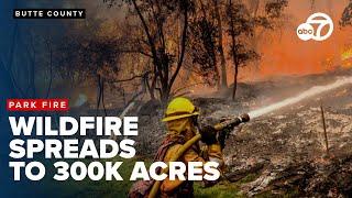 California's Park Fire grows to 300K acres, destroys homes, forces evacuations