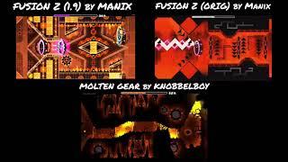 Fusion Z (new and old), Molten Gear Comparison