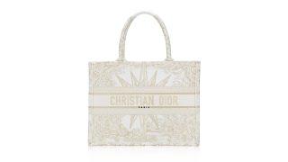 Christian Dior Toile Embroidered Rêve d'Infini Medium Book Tote Gold