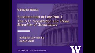 Fundamentals of Law Part 1: The U.S. Constitution & Branches of Government (Gallagher Basics series)