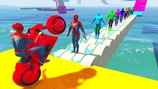 GTA V epic stun races against multi-colored spiders #gta #gtav #spiderman