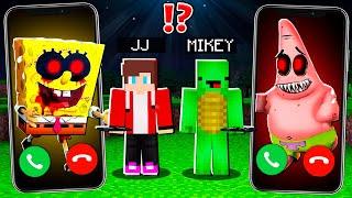 SpongeBob.exe vs Patrick.exe CALLING to MIKEY and JJ at Night - in Minecraft Maizen