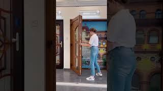 Вхідні штульпові металопластикові двері у кольорі золотий дуб