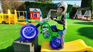 Alex ride on Motorbike at the Playground * Power Wheels