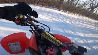 Part 1 of trx450r snow ride with the boys