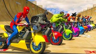 el hombre araña en moto gta 5 mega ramp bike gameplay with superheros new race