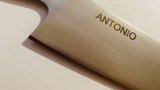Printing laser name on knife blade