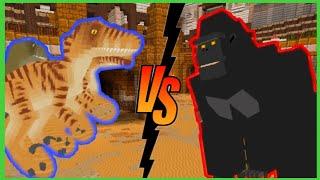 64 Mutant Raptors VS. King Kong [Minecraft Dinosaur Battles]