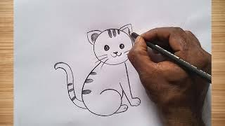 how to draw cat drawing easy step by step@DrawingTalent