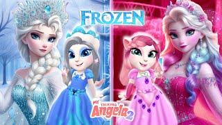 My Talking Angela'm 2  || Frozen |  Pink Elsa ️ VS Blue Elsa | New Update || Cosplay