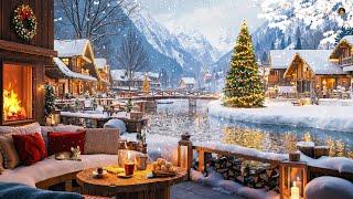 Winter Charming Jazz | Tranquil Lakeside Coffee Shop Ambience & Warm Piano Jazz To Peaceful Morning