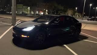 Tesla model 3 can dance - Light show holiday update 4K