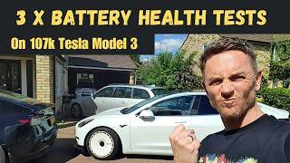 EV BATTERY Degradation TESTS x 3 on 107,000 mile Tesla Model 3