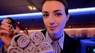 ASMR | Luxury International Flight Attendant Experience | Overnight Flight