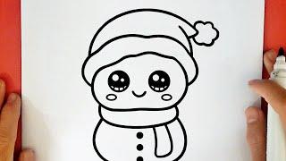 COMO DESENHAR UM BONECO DE NEVE DE NATAL KAWAII