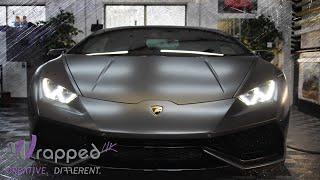 Lamborghini Huracan wrapped in Avery Dennison Satin Metallic Dark Basalt by the Wrapped UK team!