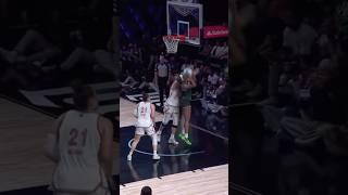 Angel Reese gets mugged by Stephanie Dolson after o-board
