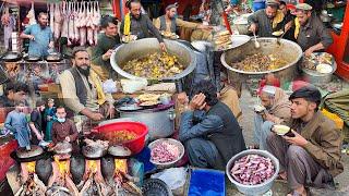 Breakfast in Afghanistan | Traditional Morning Street food | Tawa Fry kaleji | Dumpukht recipe