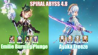 C0 Emilie Burning Plunge & C0 Ayaka Freeze | Spiral Abyss 4.8 | Genshin Impact