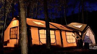 HUGE 3ROOM AIR TENT ️ LONG TERM WINTER CAMPING. COZY & CALM.