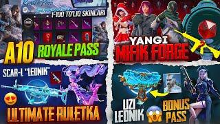  A10 ROYALE PASS 1-100 to'liq! -  Yangi MIFIK FORGE -  MUZLI ULTIMATELAR-  LEDNIK UZI va SCAR-L