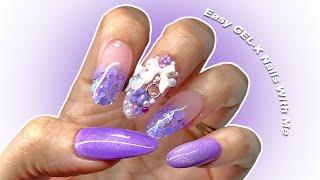  How To Do Encapsulated GLITTER GEL-X Nails | Easy Lilac Valentines design for Beginners