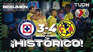 Resumen y goles | Cruz Azul 3-4 América | Liga Mx -AP2024 - Semifinal - IDA | TUDN