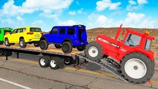 Flatbed Truck Mcqueen | Transportation with Truck - Pothole vs Car #117 - BeamNG.Drive